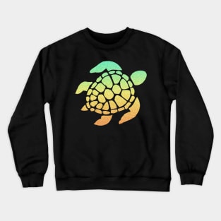 Pastel Orange Teal Ombre Faux Glitter Turtle Crewneck Sweatshirt